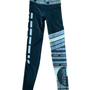 Reebok Black and Gray Patterned Leggings